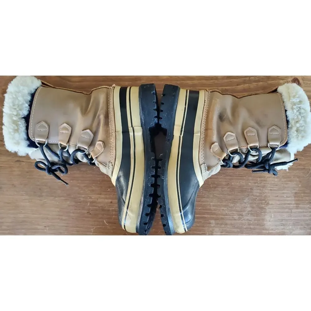 Vintage Sorel Caribou Boots Women Size 7 Made in Canada Leather Wool Lined Winte